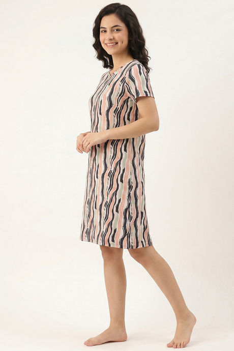 Zivame Knit Poly Knee Length Nightdress With In Built Slip On Bra - Black Beauty — image 2